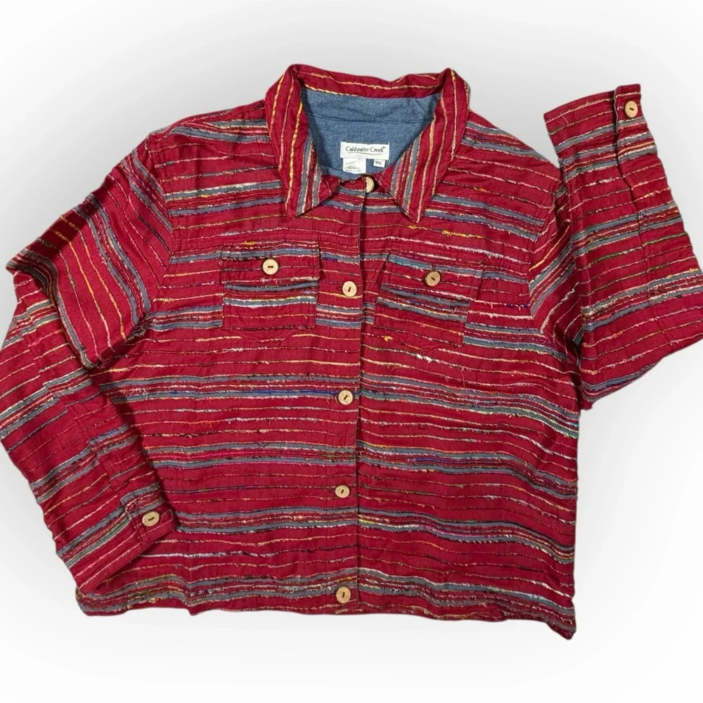 Coldwater‎ Creek Red Rayon Blend Shacket Jacket made in India